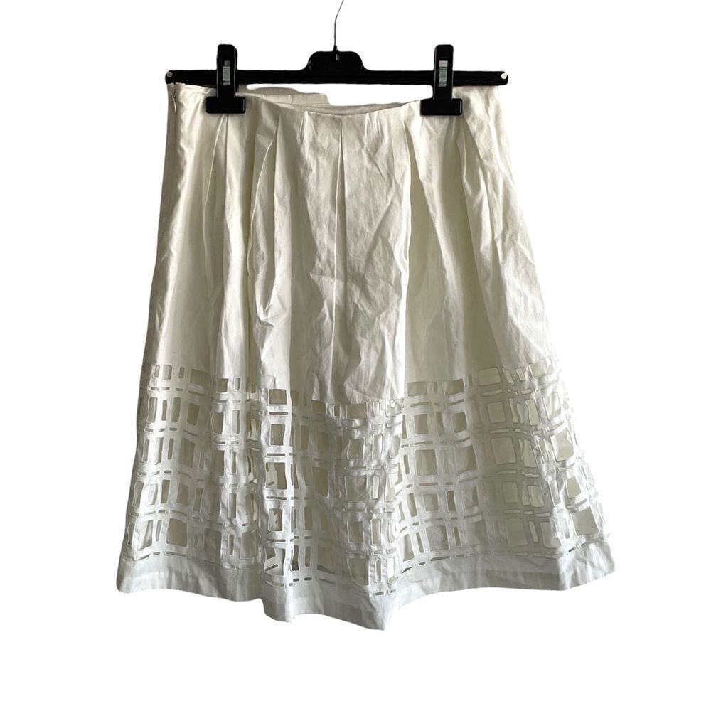Club Monaco Cotton Mini Skirt Ivory Size 0 - Picture 2 of 3